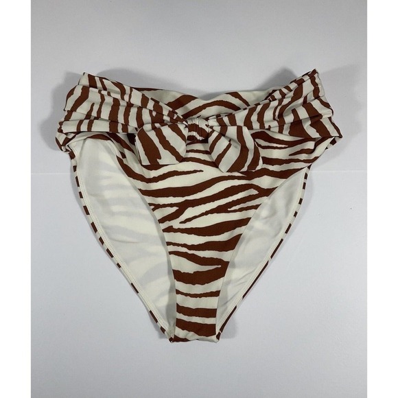 Veronica Beard Azoia Tie Front Bikini Bottoms and Dyer Tiger Stripe Bikini Top - Picture 4 of 12